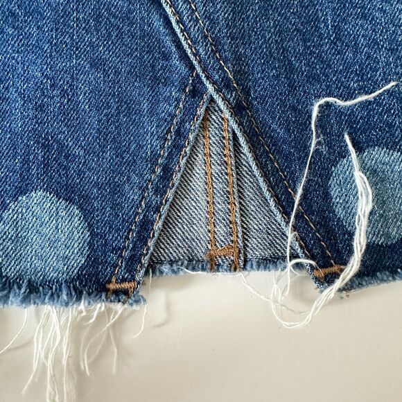 Madewell Rigid Denim Skirt A-line Mini Polka Dot Size 24 - Picture 5 of 7